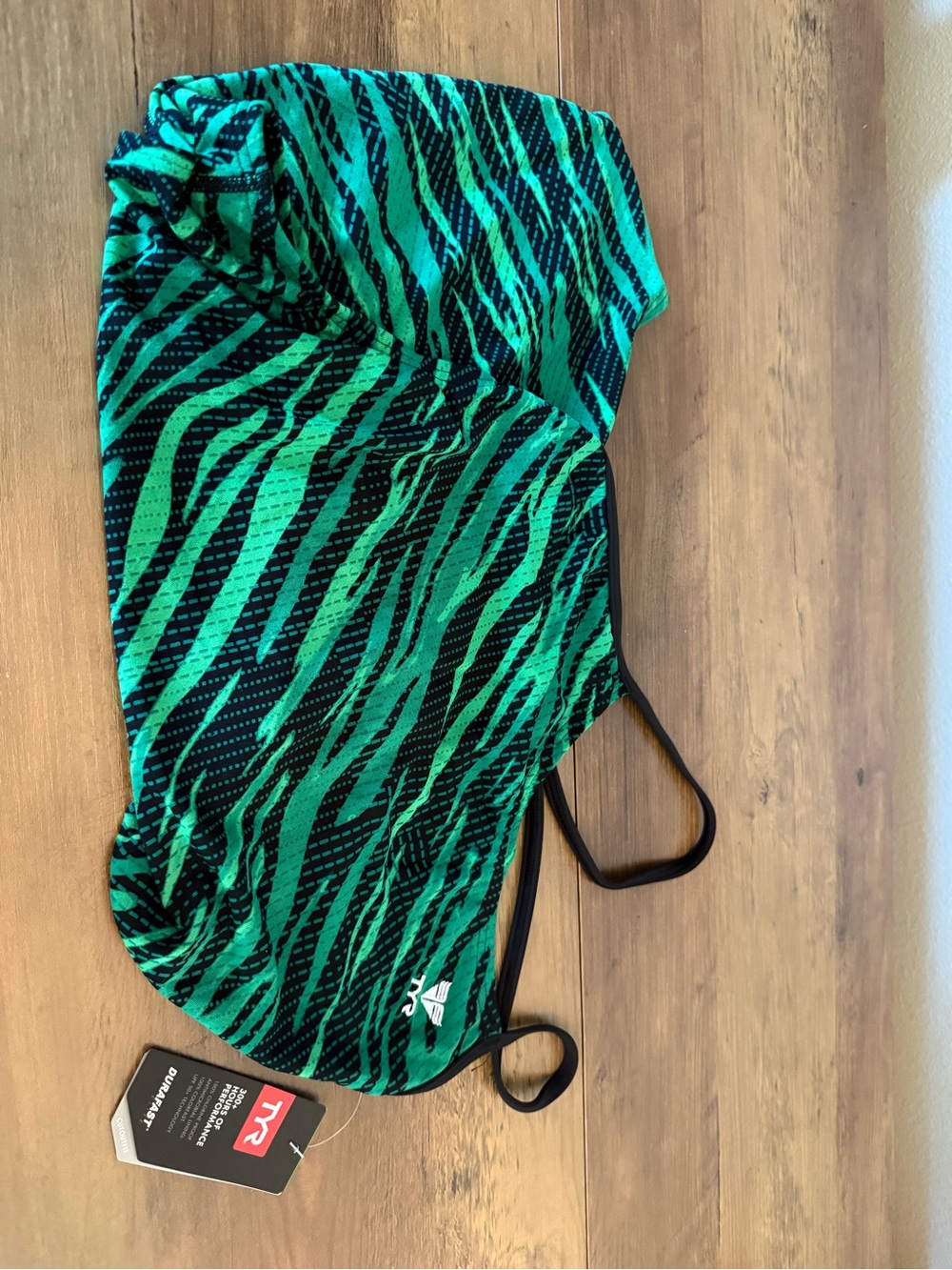 TYR Women’s Swimsuit Emerald & Black Zebra-Stripe Size 36 NWT